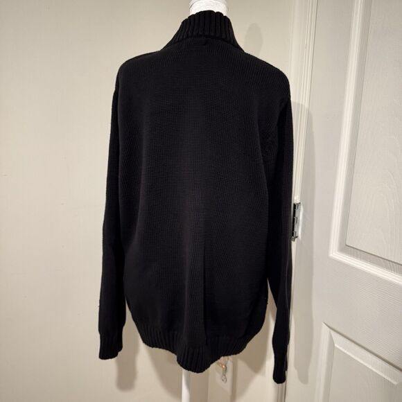 Lands End Vintage 100% Black Knit Full Zip Sweater SZ XL VGUC - Picture 3 of 11